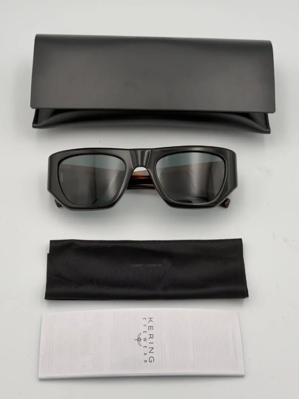 Saint Laurent SL 740 004 Black Havana Square Sunglasses Women 52mm w/ Case